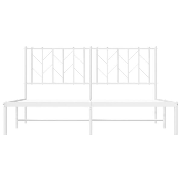 vidaXL Metal Bed Frame without Mattress with Headboard White 150x200cm