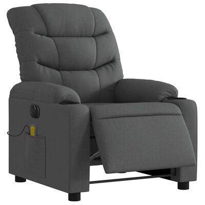 vidaXL Electric Massage Recliner Chair Dark Grey Fabric