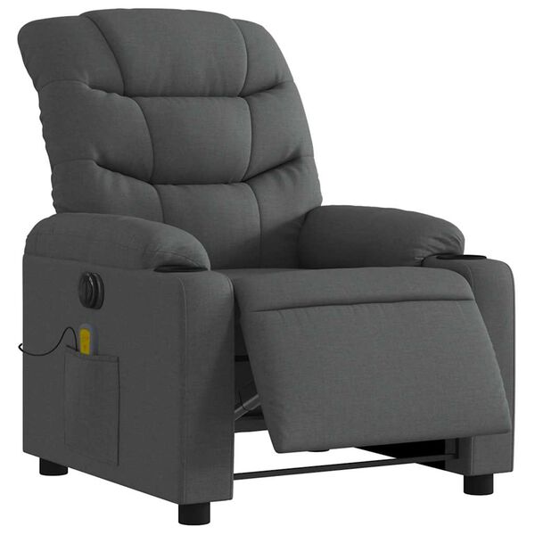 vidaXL Electric Massage Recliner Chair Dark Grey Fabric