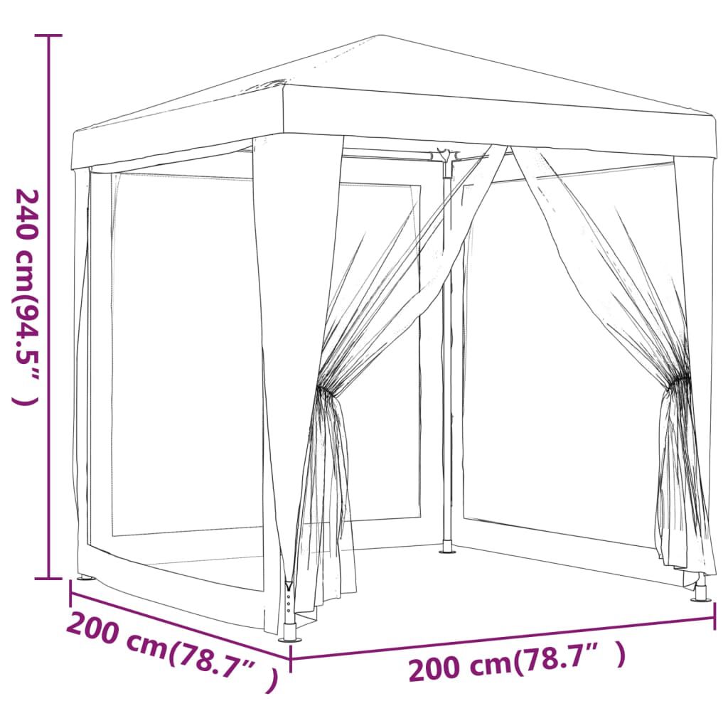 vidaXL Party Tent with 4 Mesh Sidewalls Green 2x2 m HDPE