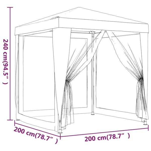 vidaXL Party Tent with 4 Mesh Sidewalls Green 2x2 m HDPE