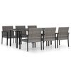 vidaXL 7 Piece Garden Dining Set Poly Rattan Grey