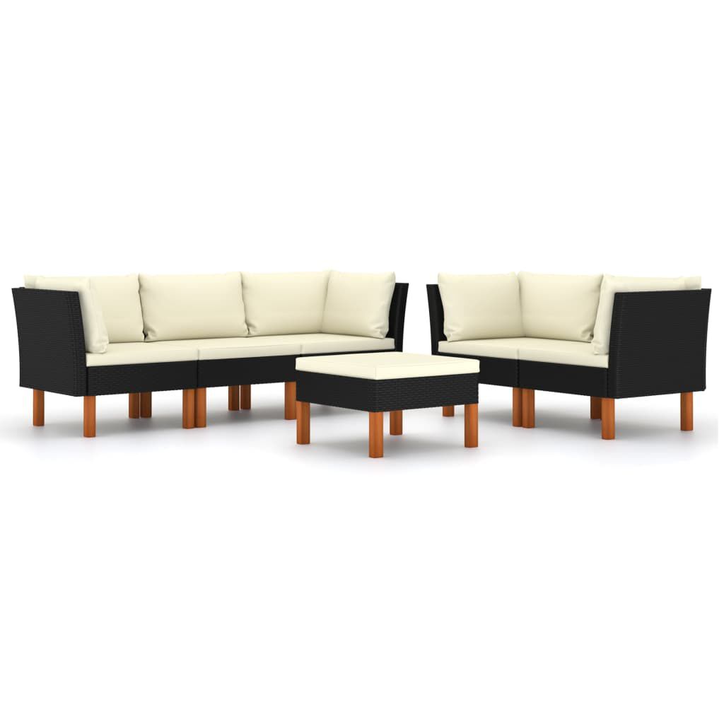 vidaXL 6 Piece Garden Lounge Set with Cushions Poly Rattan Black