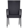 vidaXL 7 Piece Garden Dining Set Black Poly Rattan