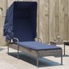 vidaXL Sun Lounger with Canopy Grey Poly Rattan