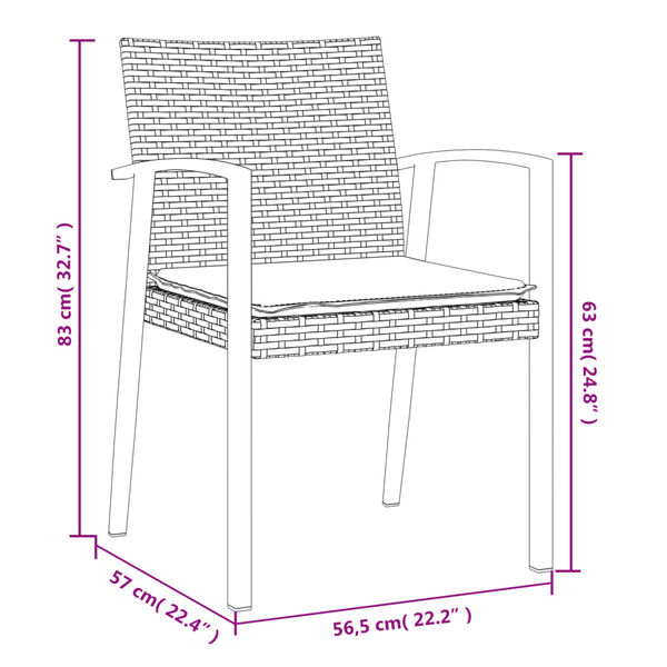 vidaXL 7 Piece Garden Dining Set with Cushions Poly Rattan and Steel