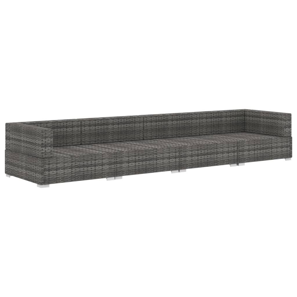 vidaXL 4 Piece Garden Sofa Set with Cushions Poly Rattan Grey