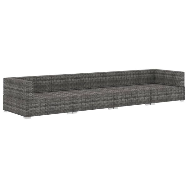 vidaXL 4 Piece Garden Sofa Set with Cushions Poly Rattan Grey