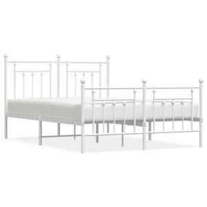 vidaXL Metal Bed Frame without Mattress with Footboard White 150x200cm