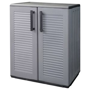 vidaXL Garden Storage Cabinet Grey and Black 68x37x84 cm PP