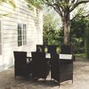 vidaXL 7 Piece Outdoor Dining Set with Cushions Poly Rattan Black