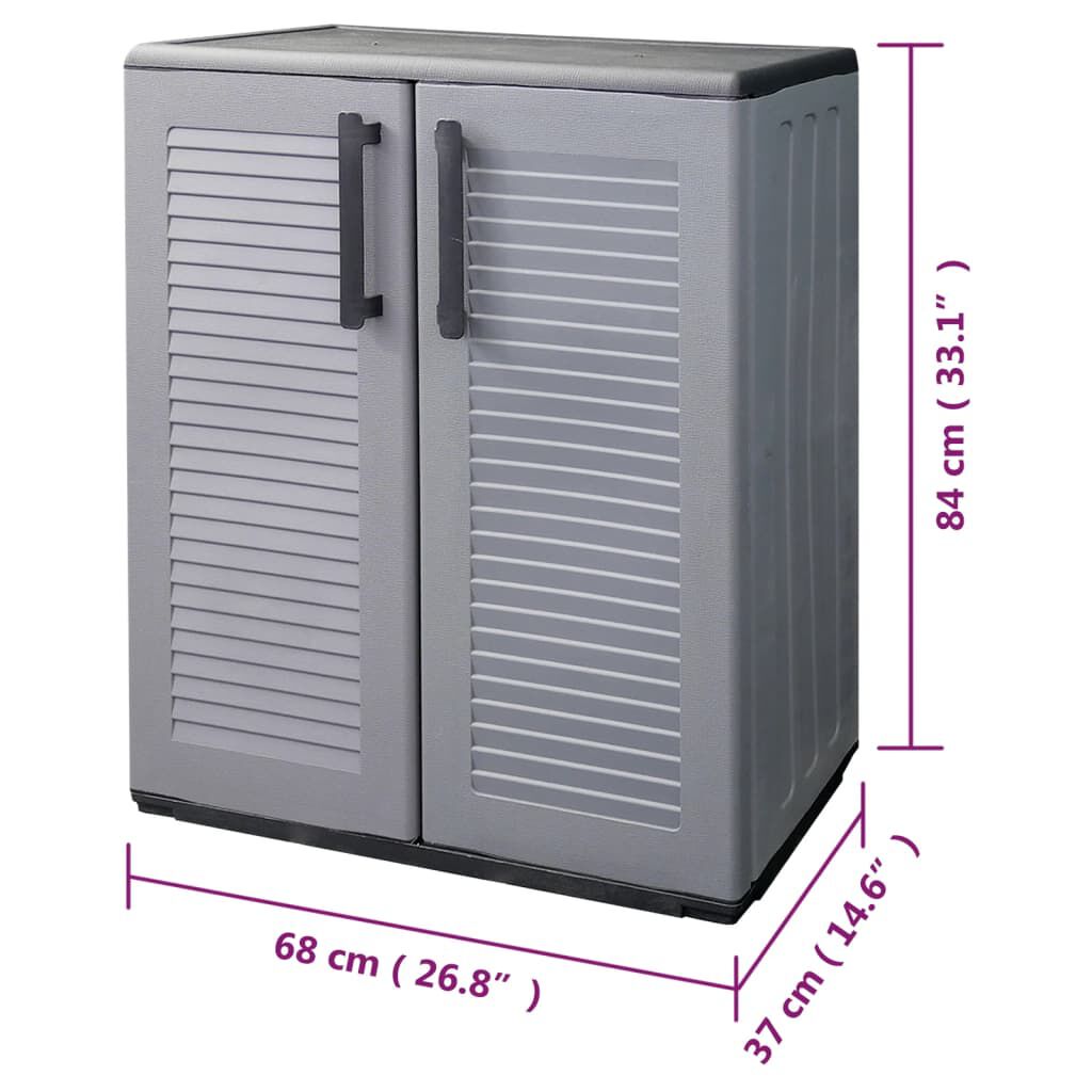 vidaXL Garden Storage Cabinet Grey and Black 68x37x84 cm PP
