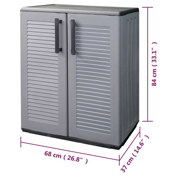 vidaXL Garden Storage Cabinet Grey and Black 68x37x84 cm PP