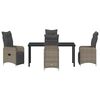 vidaXL Garden Dining Set with Cushion 5 pcs Grey Poly Rattan