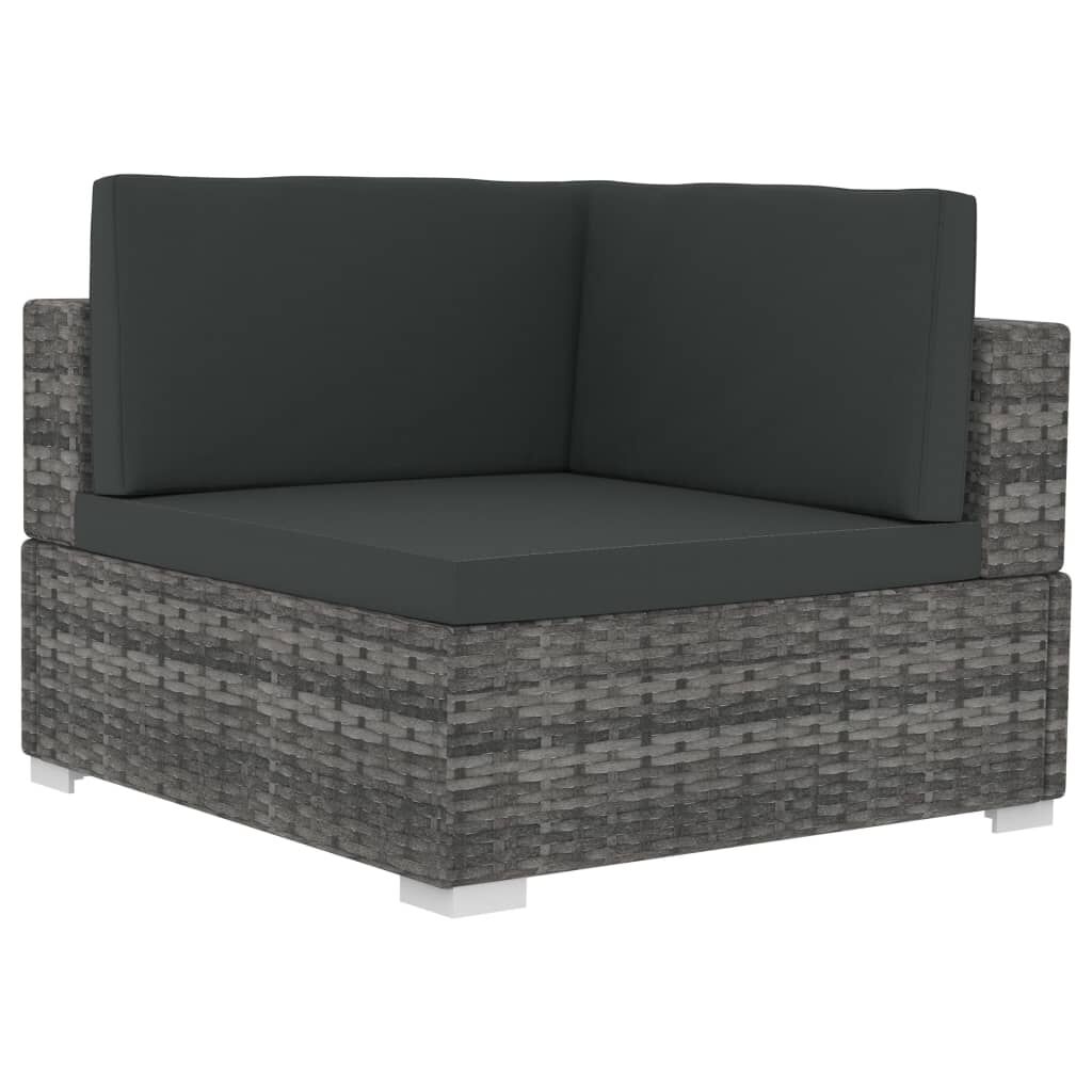 vidaXL 4 Piece Garden Sofa Set with Cushions Poly Rattan Grey