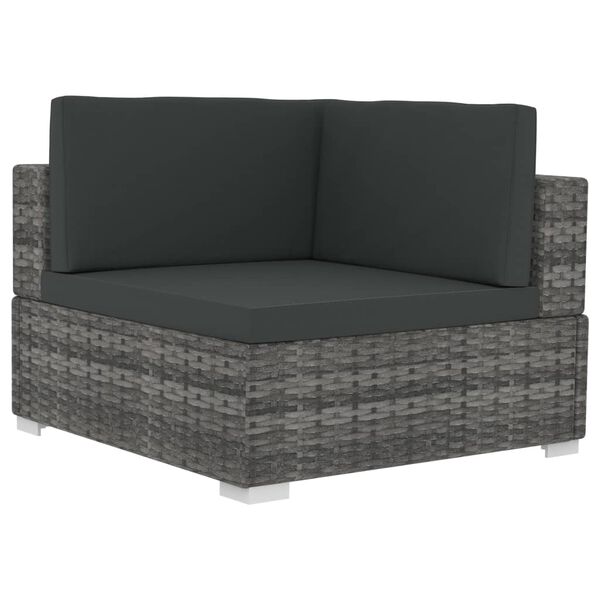 vidaXL 4 Piece Garden Sofa Set with Cushions Poly Rattan Grey
