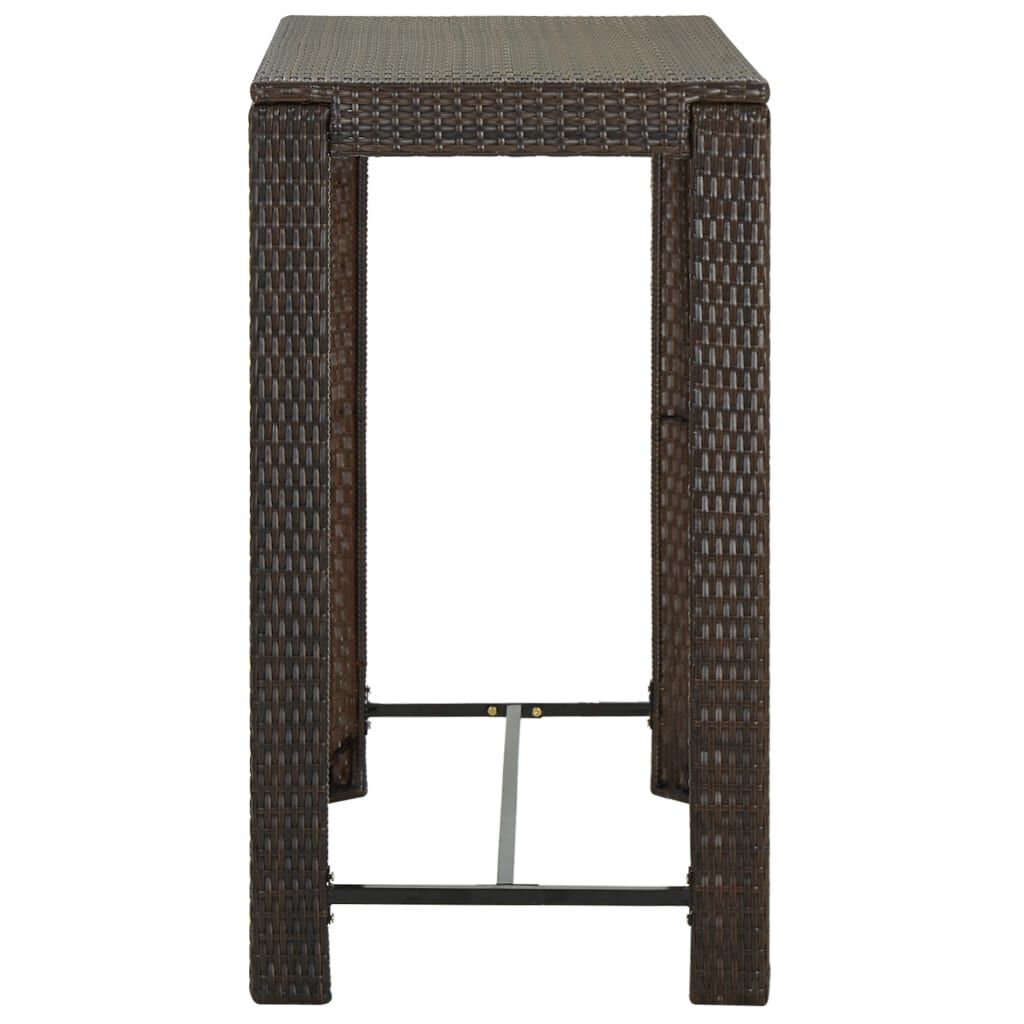 vidaXL 5 Piece Garden Bar Set with Cushions Poly Rattan Brown