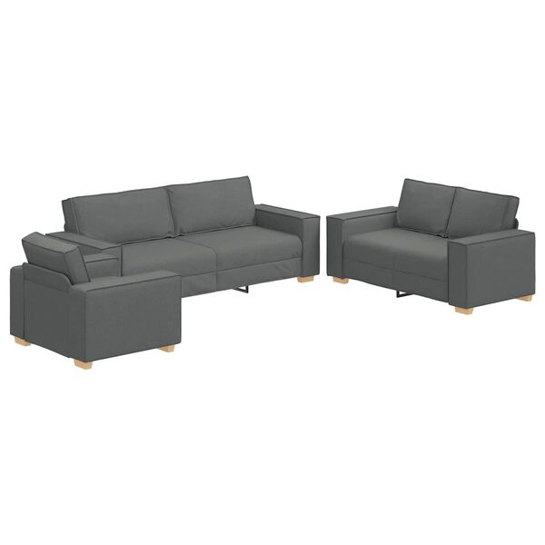 vidaXL Sofa 3 pcs Dark Grey 220 x 80 x 84 cm Fabric