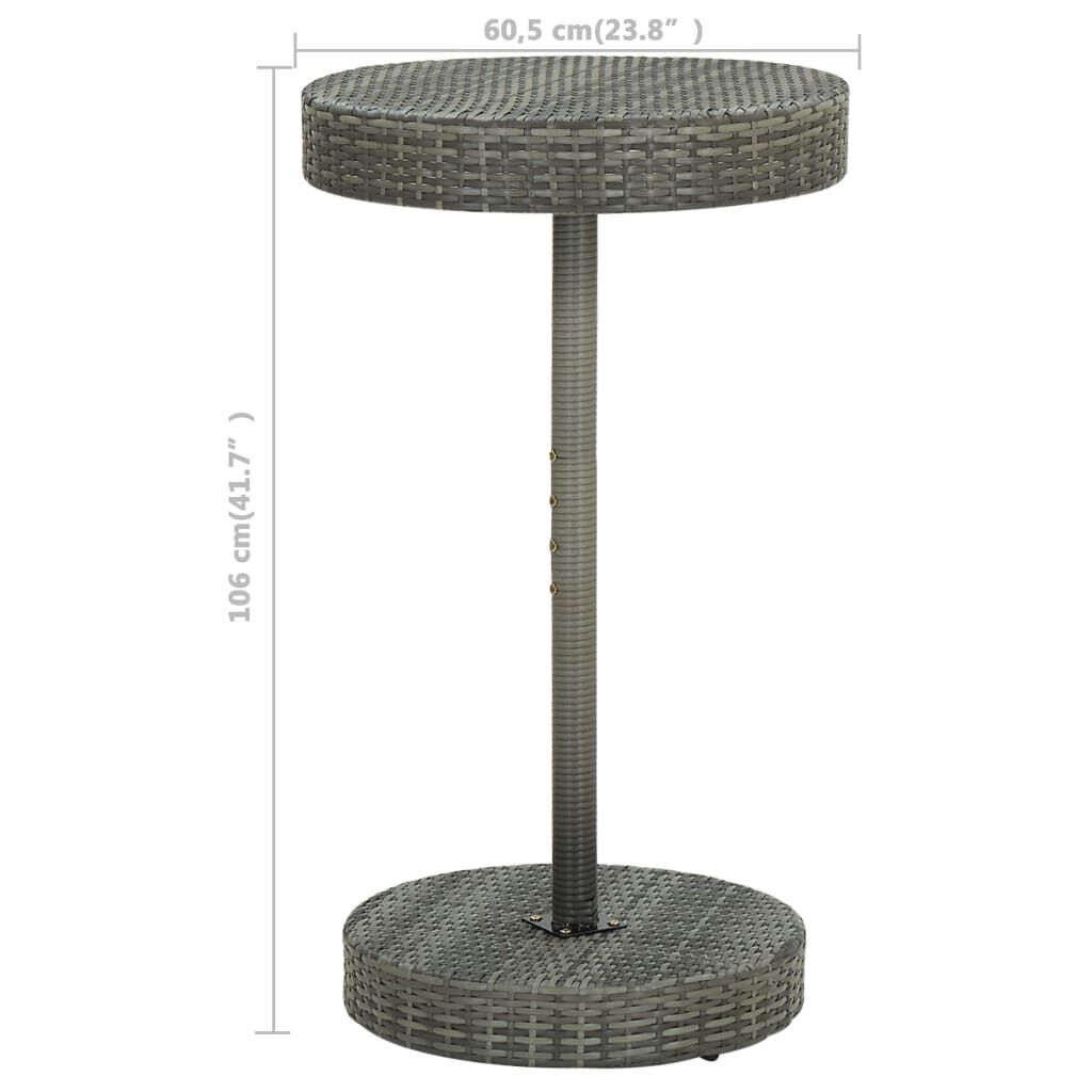 vidaXL 3 Piece Garden Bar Set with Cushions Poly Rattan Grey