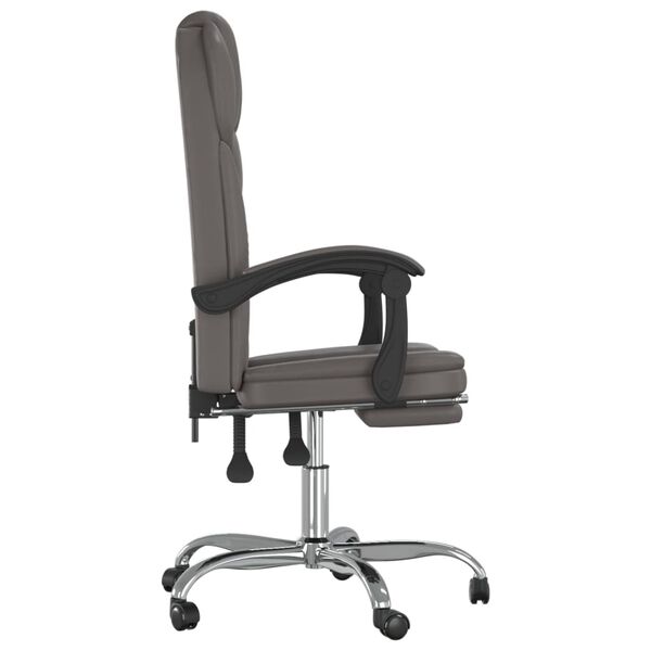 vidaXL Reclining Office Chair Grey Faux Leather
