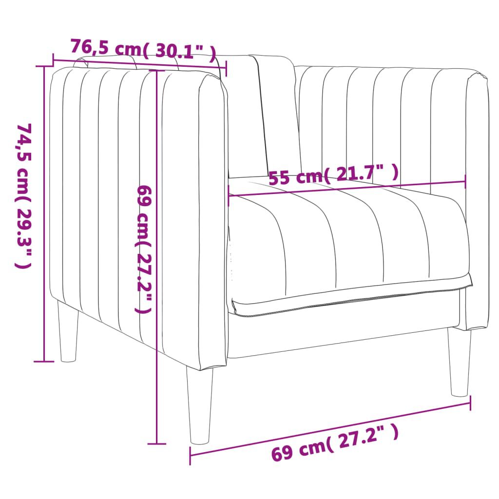 vidaXL 3 Piece Sofa Set Black Fabric