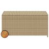 vidaXL Garden Storage Box with Wheels Mix Beige 190L Poly Rattan