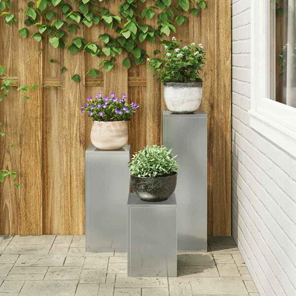 vidaXL Plant Stands 3 pcs Silver Galvanised steel