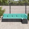 vidaXL Garden Sofa Set 6 pcs Black and Turquoise Poly Rattan