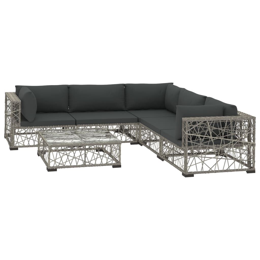 vidaXL 10 Piece Garden Lounge Set with Cushions Poly Rattan Grey