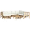 vidaXL 8 Piece Garden Lounge Set with Cream White Cushions Bamboo