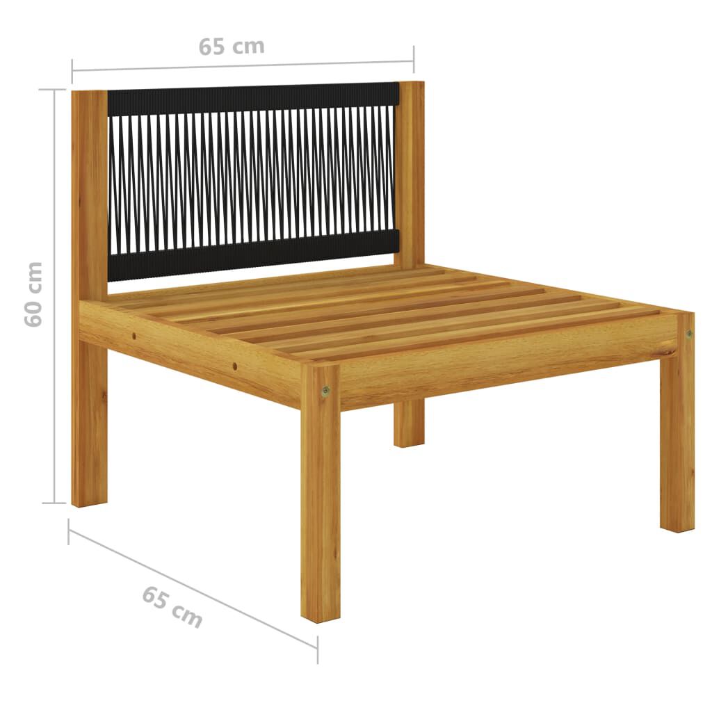 vidaXL Garden Middle Sofa with Cushions Wood Acacia&Rope