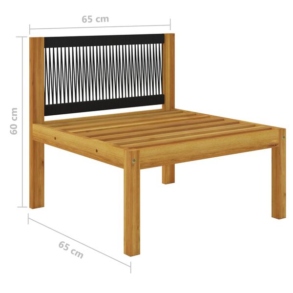 vidaXL Garden Middle Sofa with Cushions Wood Acacia&Rope