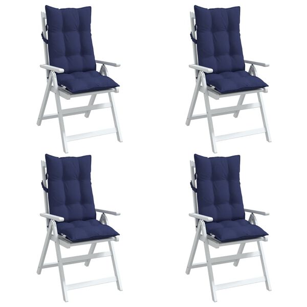 vidaXL Highback Chair Cushions 4 pcs Navy Blue Oxford Fabric