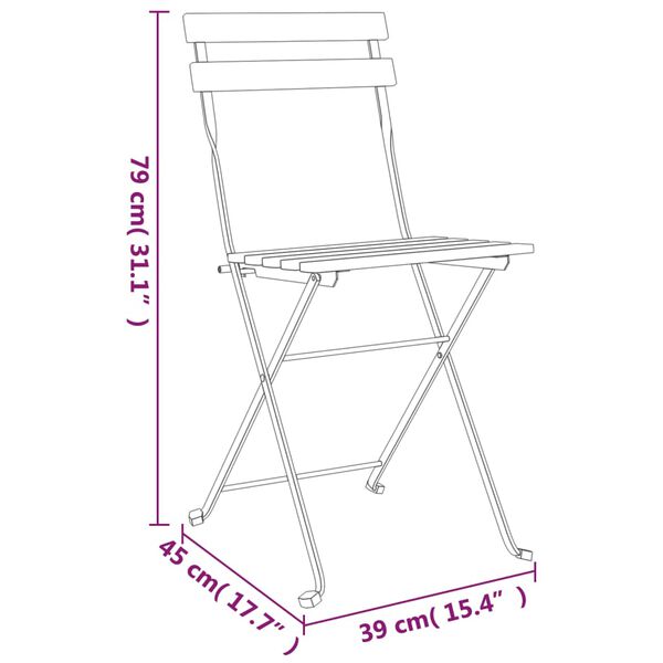 vidaXL 3 Piece Folding Bistro Set Solid Wood Teak and Steel