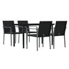 vidaXL 5 Piece Garden Dining Set with Cushions Poly Rattan and Steel