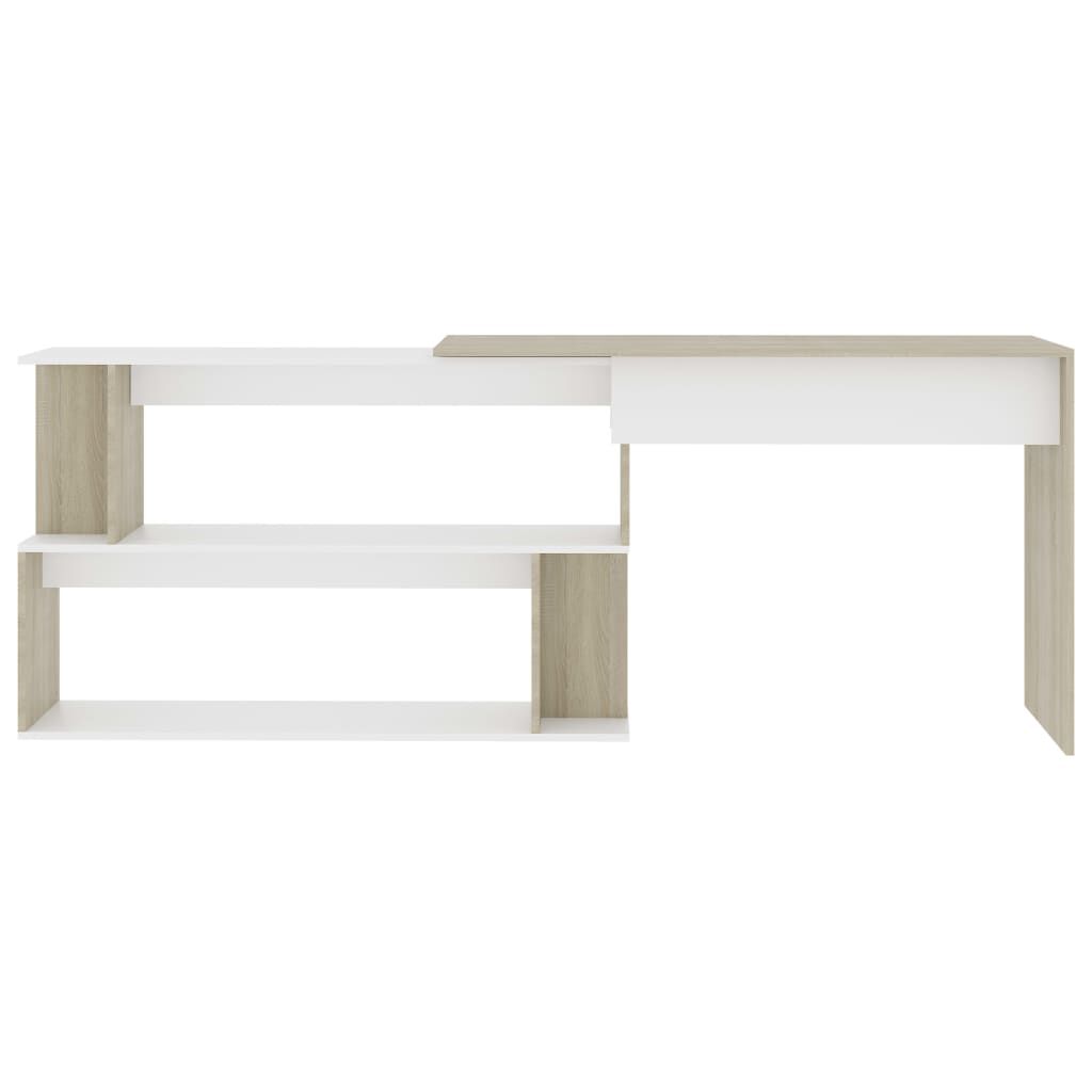 vidaXL Corner Desk White and Sonoma Oak 200x50x76 cm Engineered Wood