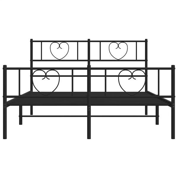 vidaXL Metal Bed Frame without Mattress with Footboard Black 135x190cm