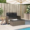 vidaXL Reclining Garden Bench with Cushions Grey Poly Rattan
