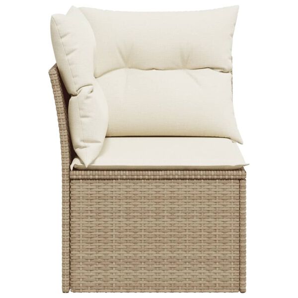 vidaXL Garden Sofa Corner with Cushions Beige Poly Rattan