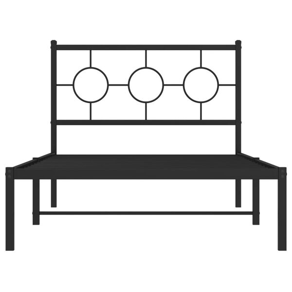 vidaXL Metal Bed Frame without Mattress with Headboard Black 100x200cm
