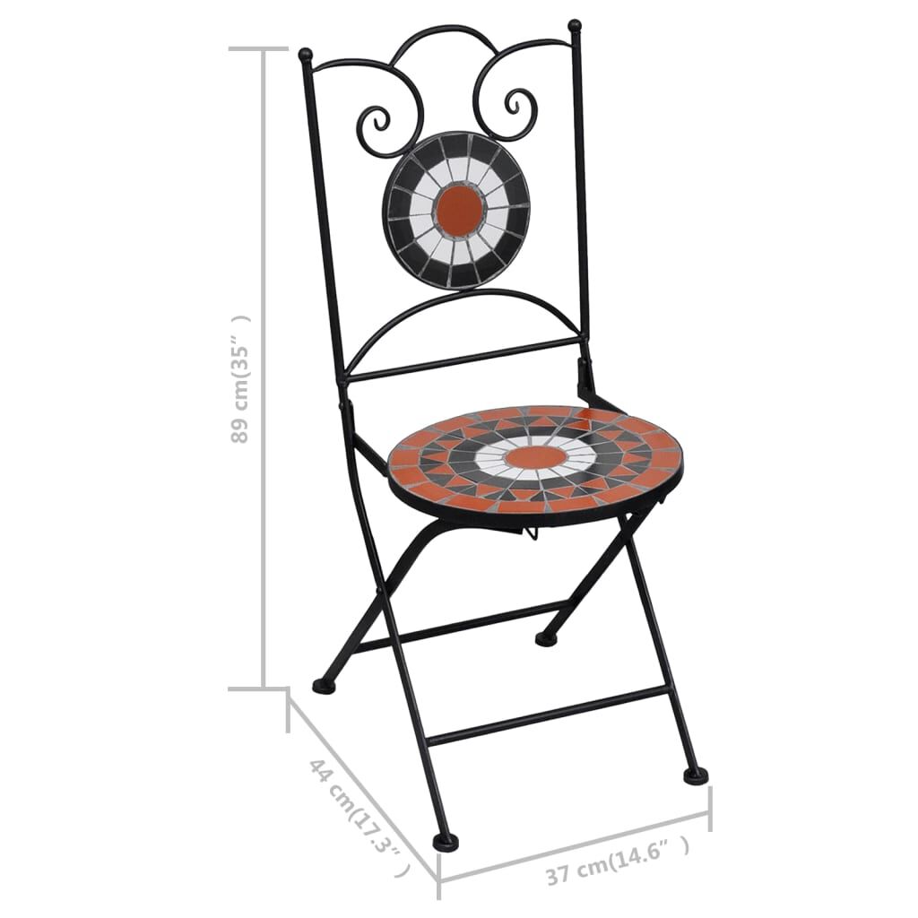 vidaXL 3 Piece Mosaic Bistro Set Ceramic Tile Terracotta and White