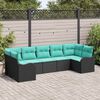 vidaXL Garden Sofa Set 7 pcs Black and turquoise Poly rattan