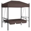 vidaXL Garden Swing Bench with Canopy Coffee Brown&nbsp;Steel