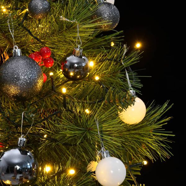 vidaXL Artificial Hinged Christmas Tree 150 LEDs & Ball Set 150 cm