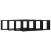 vidaXL Wall Cube Shelf 4 pcs Black 80x15x26.5 cm Engineered Wood
