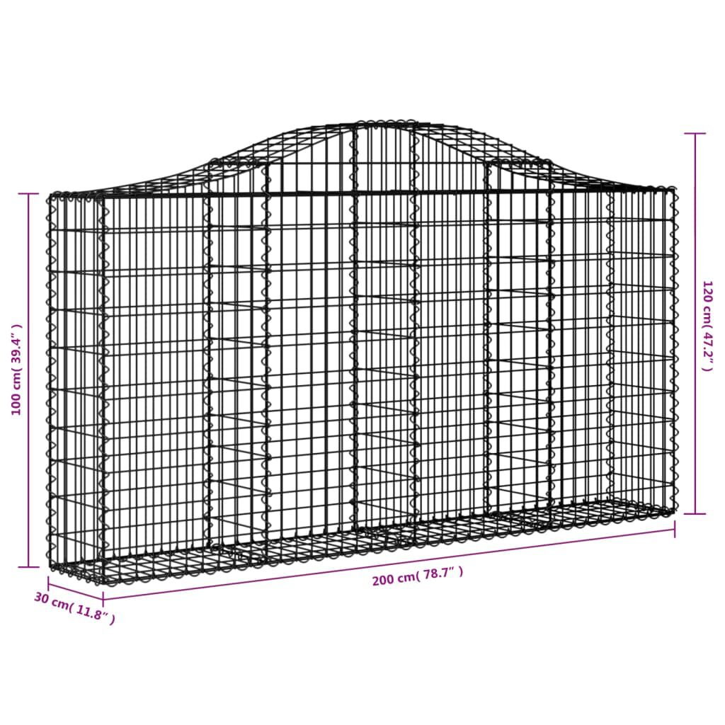 vidaXL Arched Gabion Baskets 6 pcs 200x30x100/120 cm Galvanised Iron