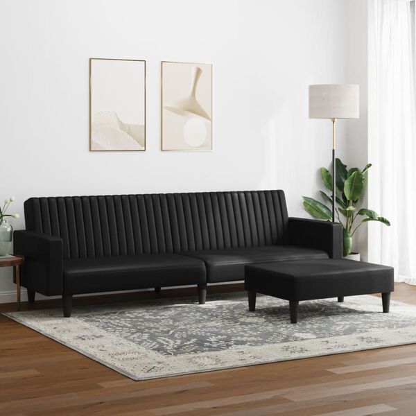 vidaXL 2 Piece Sofa Set Black Faux Leather