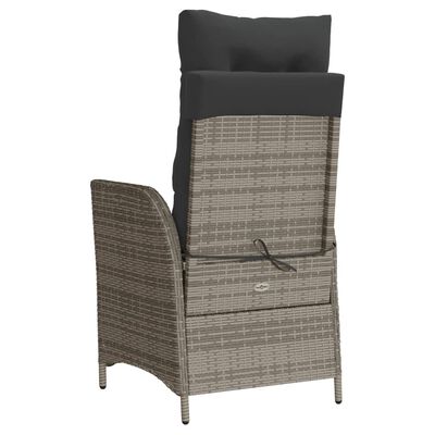 vidaXL 3 Piece Bistro Set with Cushions Grey Poly Rattan
