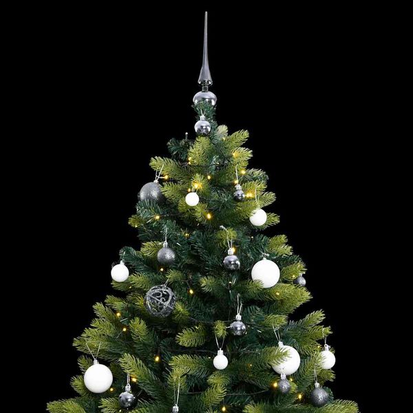 vidaXL Artificial Hinged Christmas Tree 300 LEDs & Ball Set 210 cm