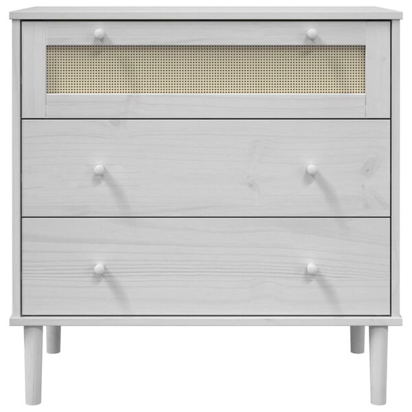 vidaXL Drawer Cabinet SENJA Rattan Look White 80x40x80 cm Solid Wood Pine